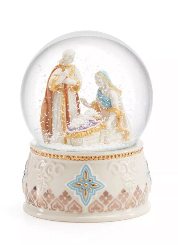 Lenox First Blessing Nativity Snowglobe 894914 Open Box