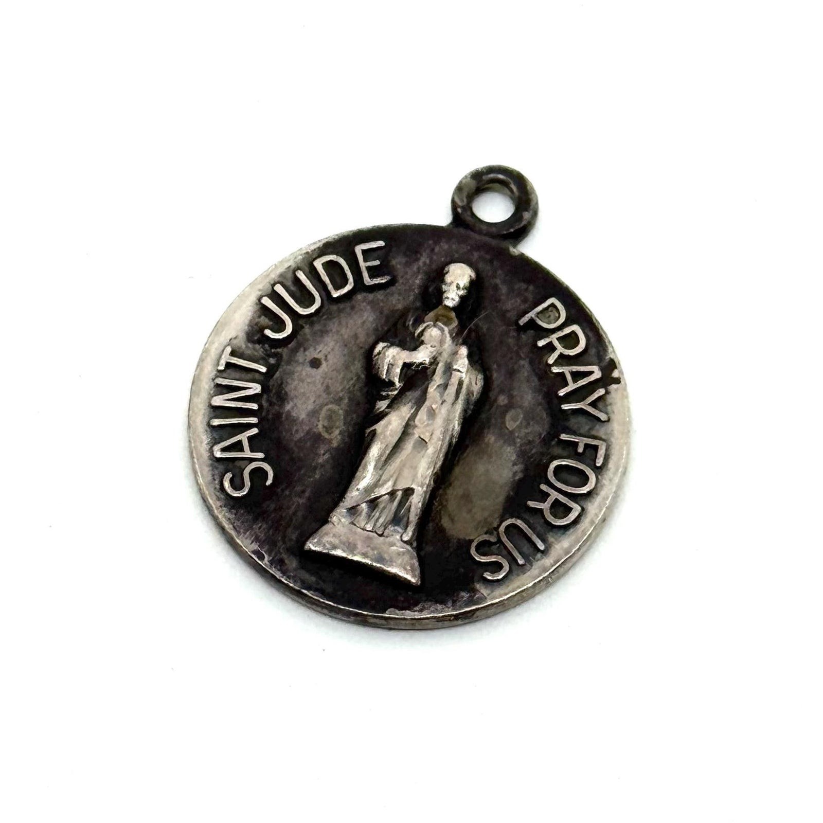Vintage Sterling Silver Saint Jude Pray for Us Religious Medal