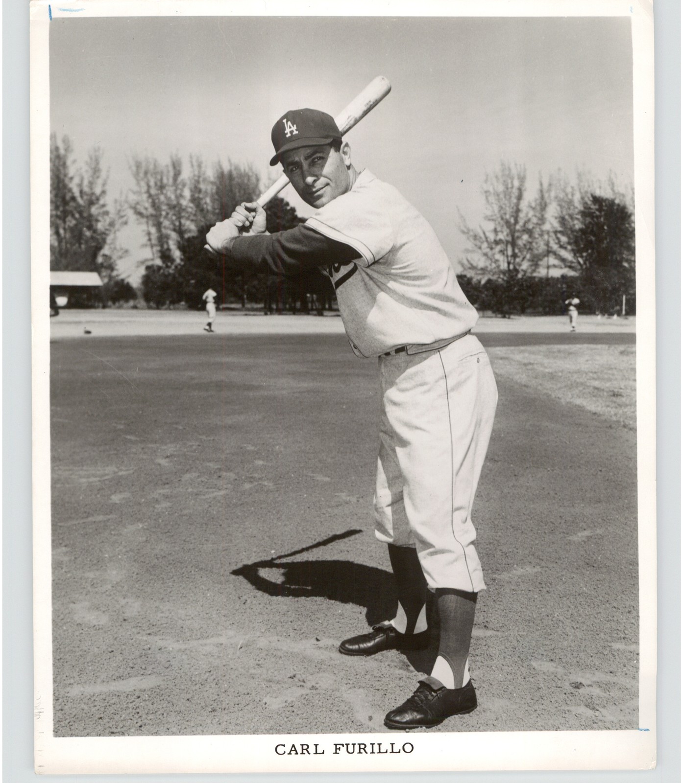 Carl Furillo Los Angeles Dodgers Outfielder Batting Portrait 1950s Press Photo