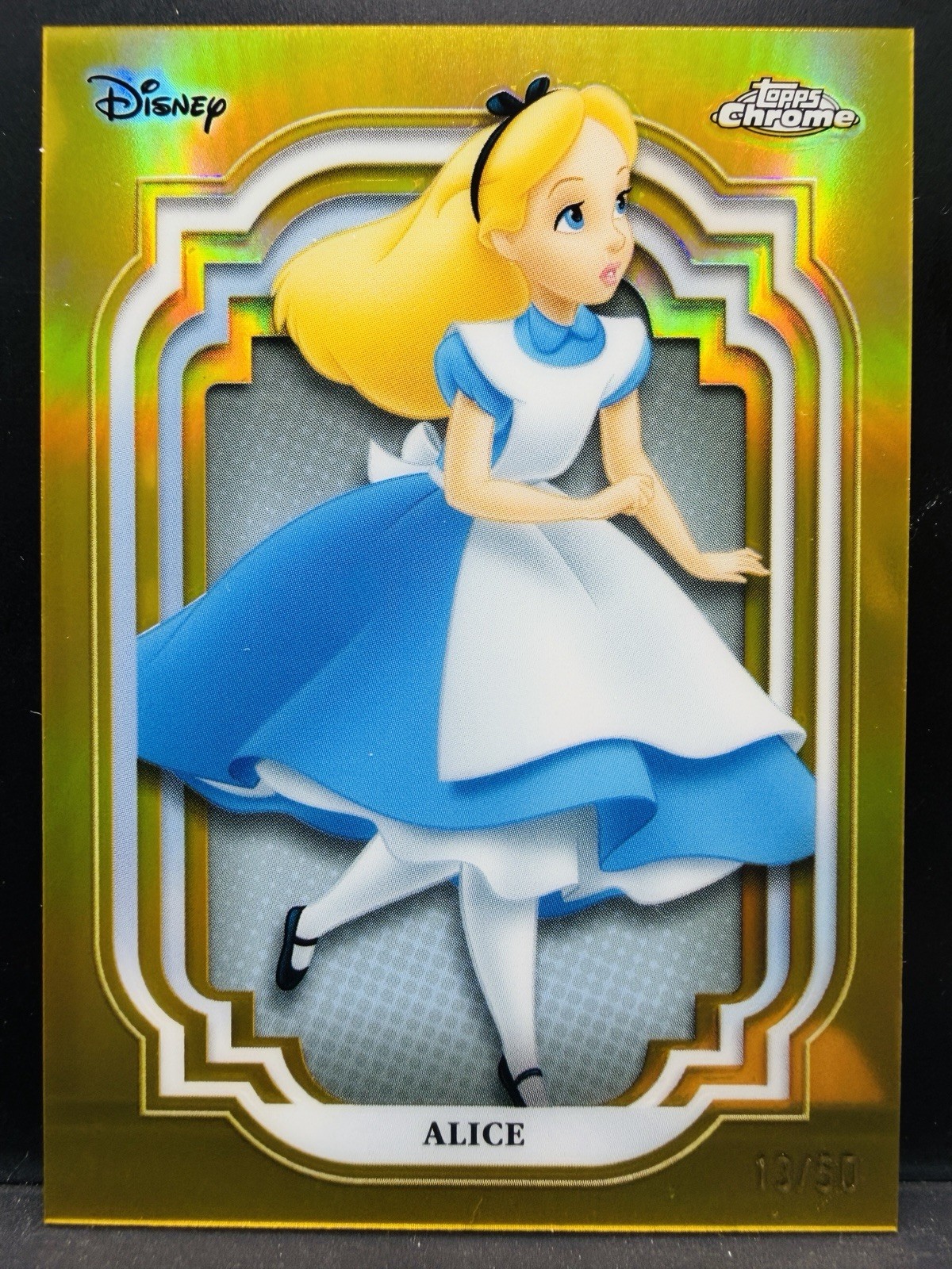Alice In Wonderland 2024 Topps Chrome Disney True Gold Refractor /50 #19