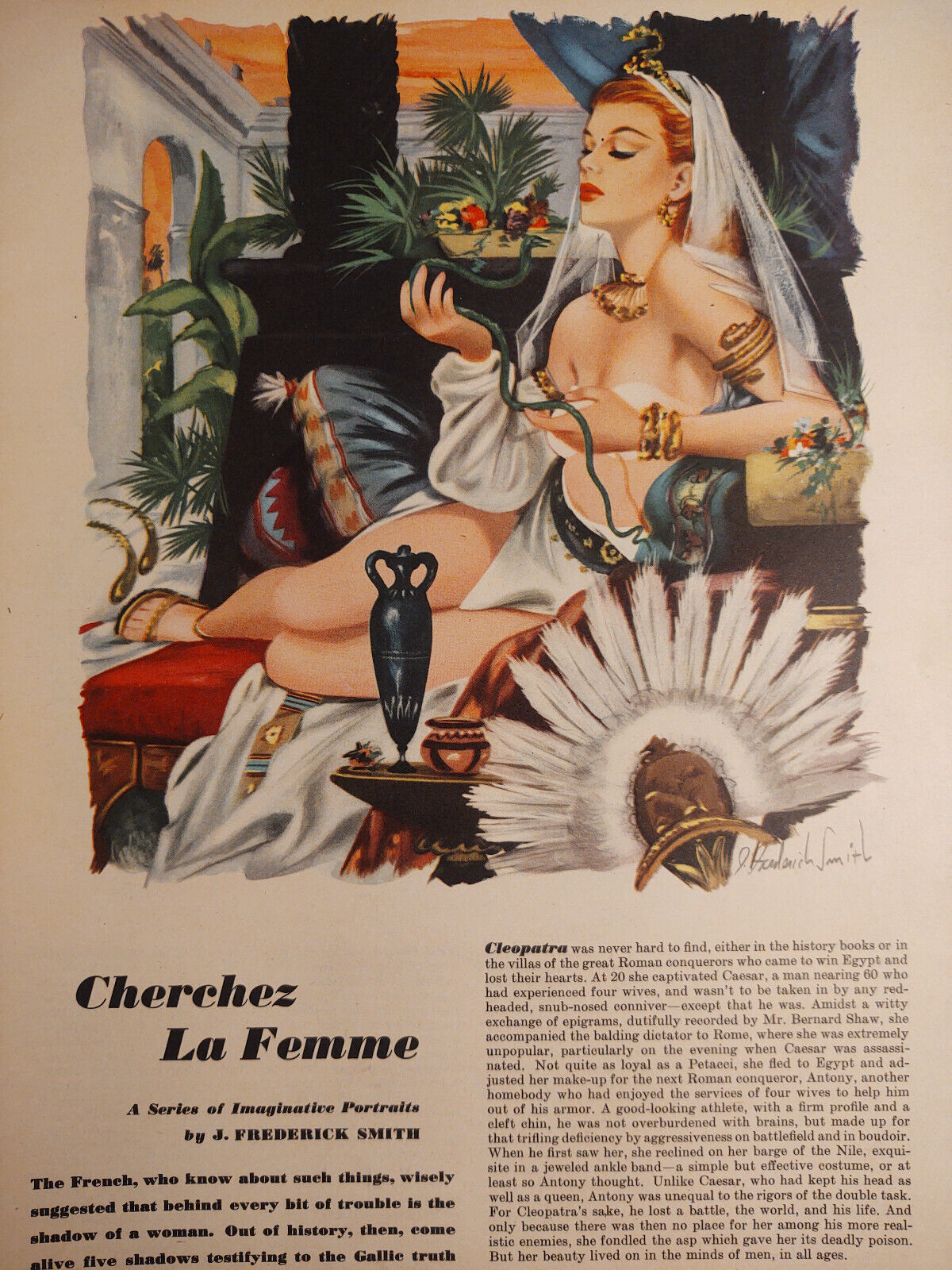 1947 Original Esquire Art Cherchez La Femme J Frederick Smith Paintings