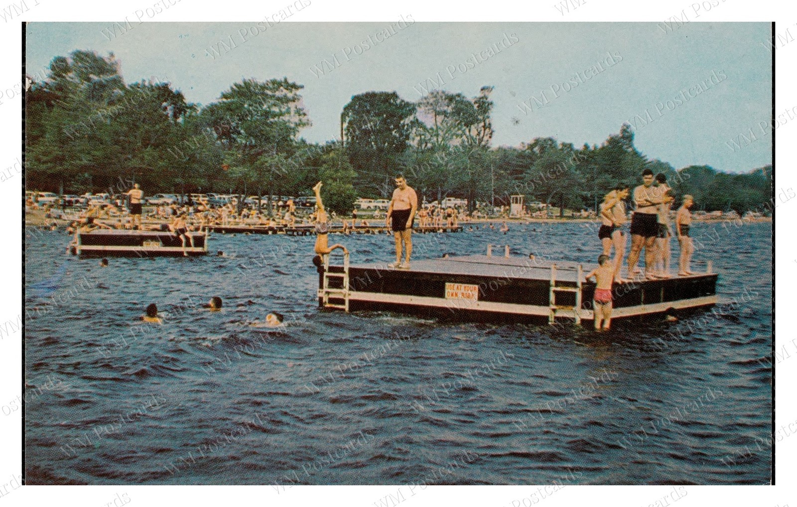 Sharon Massachusetts 1950s Lake Massapoag Swimming Diving Standard Postcard