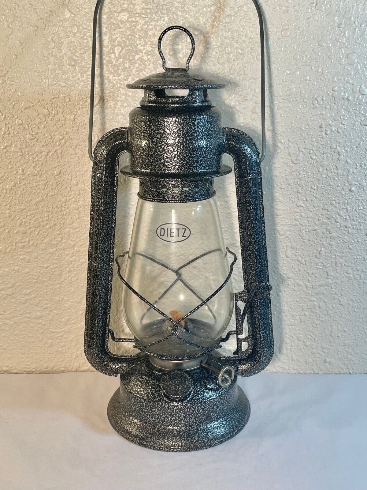 Vintage Dietz Junior No. 20 Metal & Glass Lantern / Oil Lamp, Hangable Antiqued
