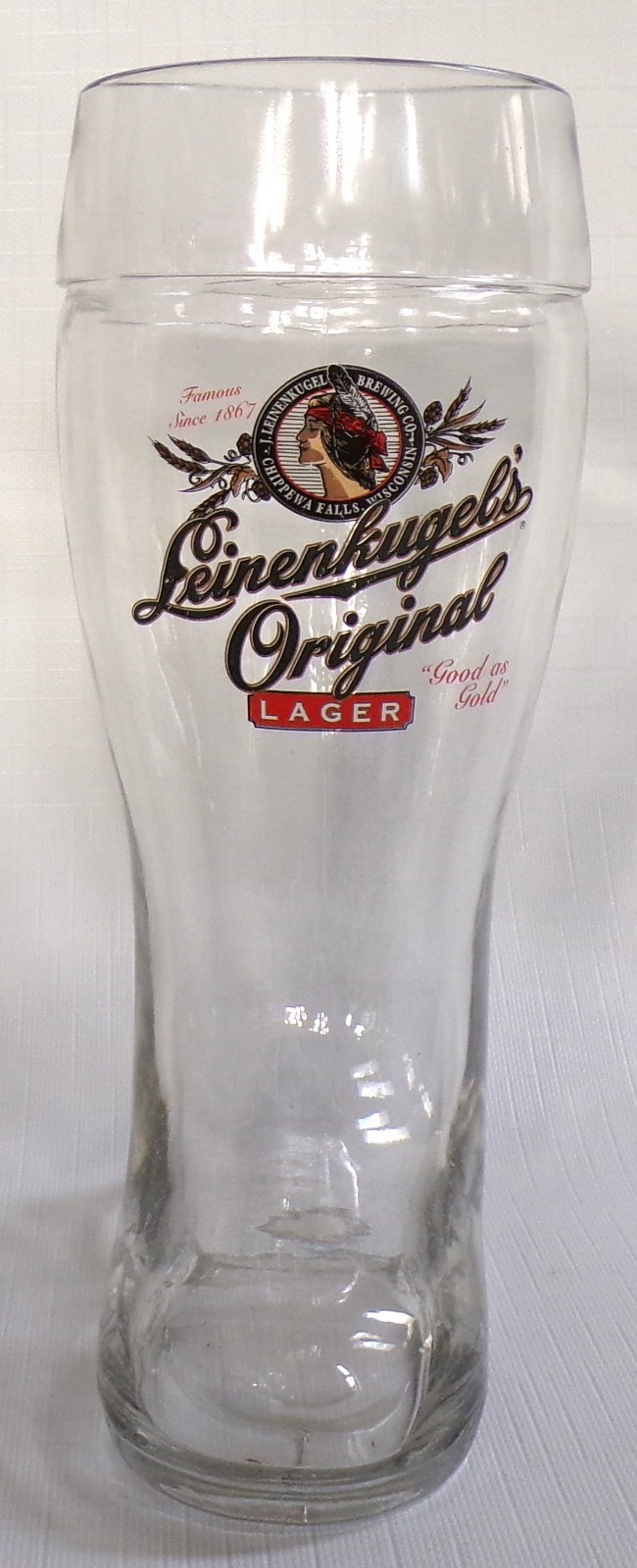 Leinenkugel\'s Original Lager , Chippewa Falls, Wis.  1/2 liter glass beer boot
