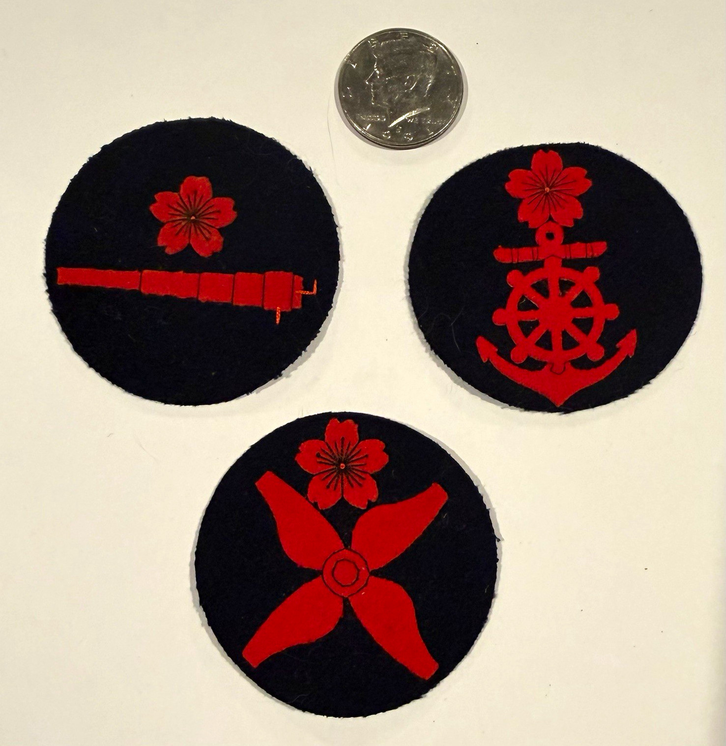 WWII Imperial Japanese Navy IJN Round Rating Patches Lot of 3 Advanced Engineeri