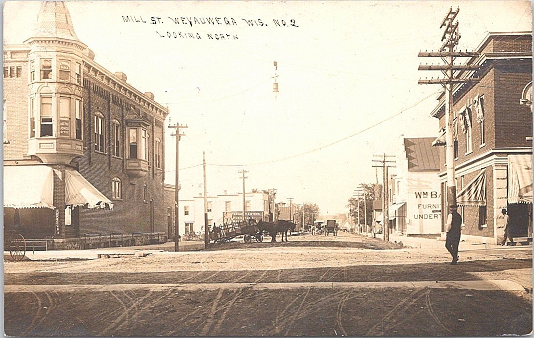 RPPC Weyauwega Wisconsin Business District Street Scene 1911