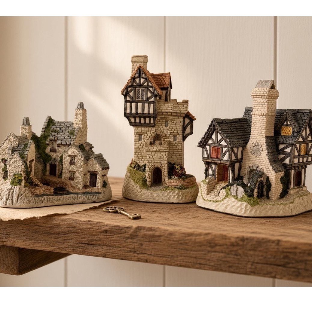 David Winter Cottages Miniature Knight's Castle Fisherman's Wharf Set 3 David Winter Cottages Miniature Knight's Castle Fisherman's Wharf Set 3
