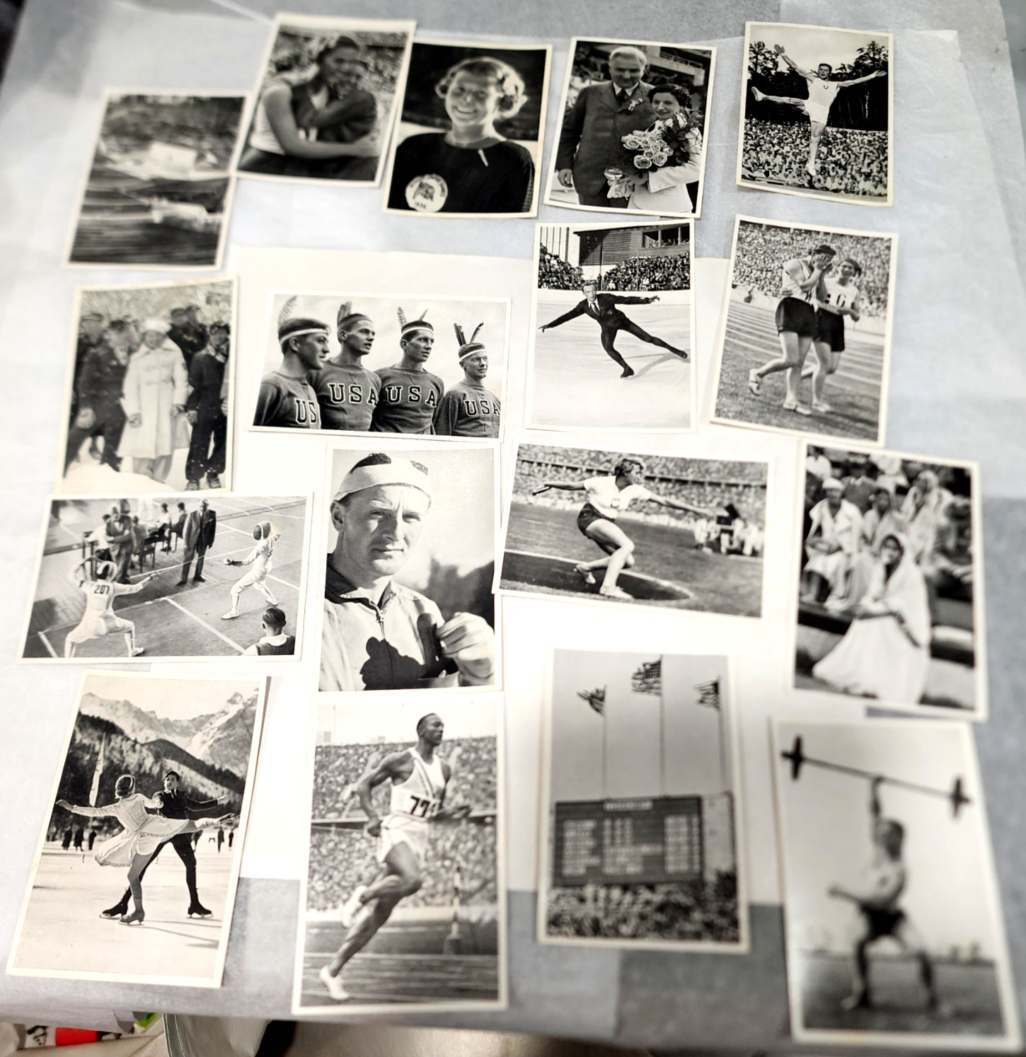 Lot 17 Antique 1936 Olympics German Cigarette Cards Jesse Owens Sonja Henie RPPC