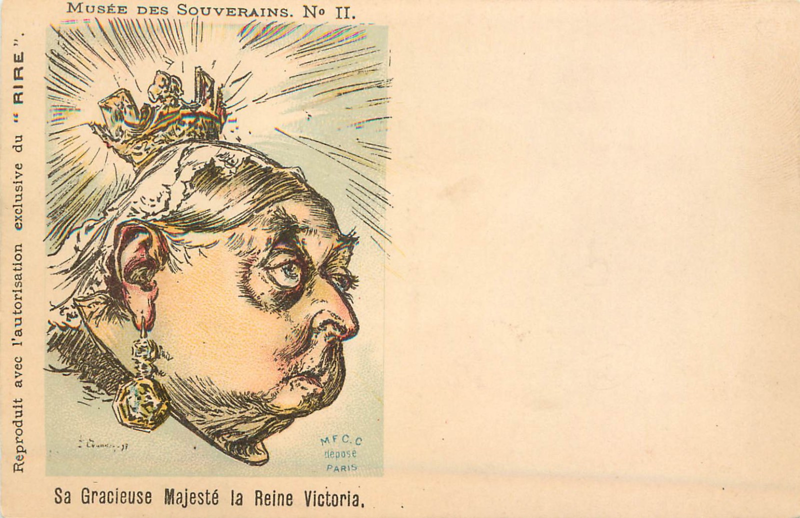 French Satirical Postcard Briitsh Queen Victoria Le Rire 1890\'s II Caricature