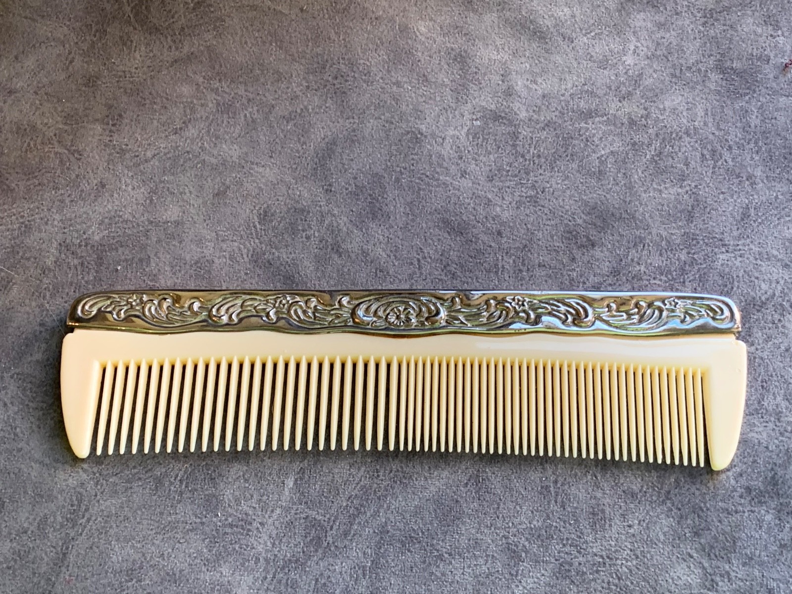 Vintage victorian style vanity comb celluloid with silverplate nice