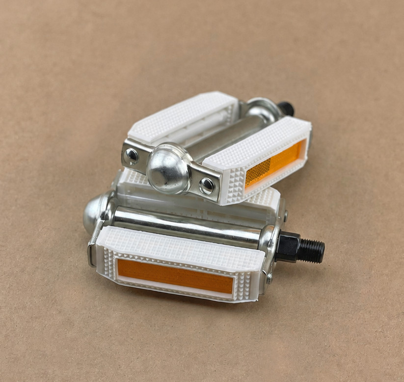 White/Chrome Vintage Bicycle Block Pedals Schwinn Stingray Cruiser Lowrider Bike