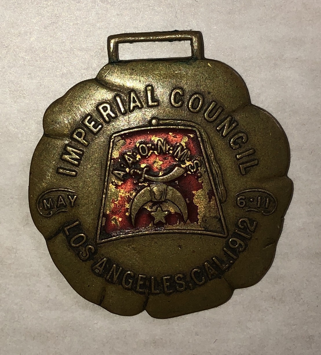Antique Shriners 1912 pocket watch FOB Imperial Council Los Angeles freemason
