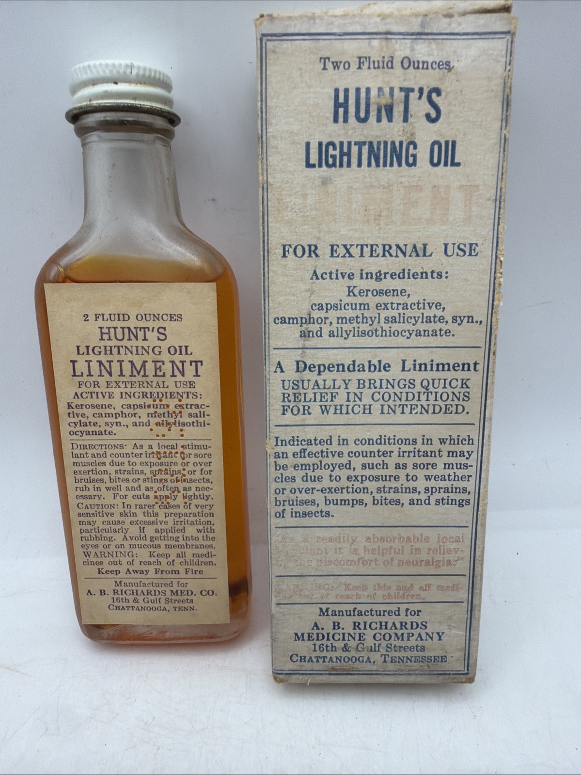 Hunts Lightning Oil Snake Oil Quack Medicine Pharmacy Bottle