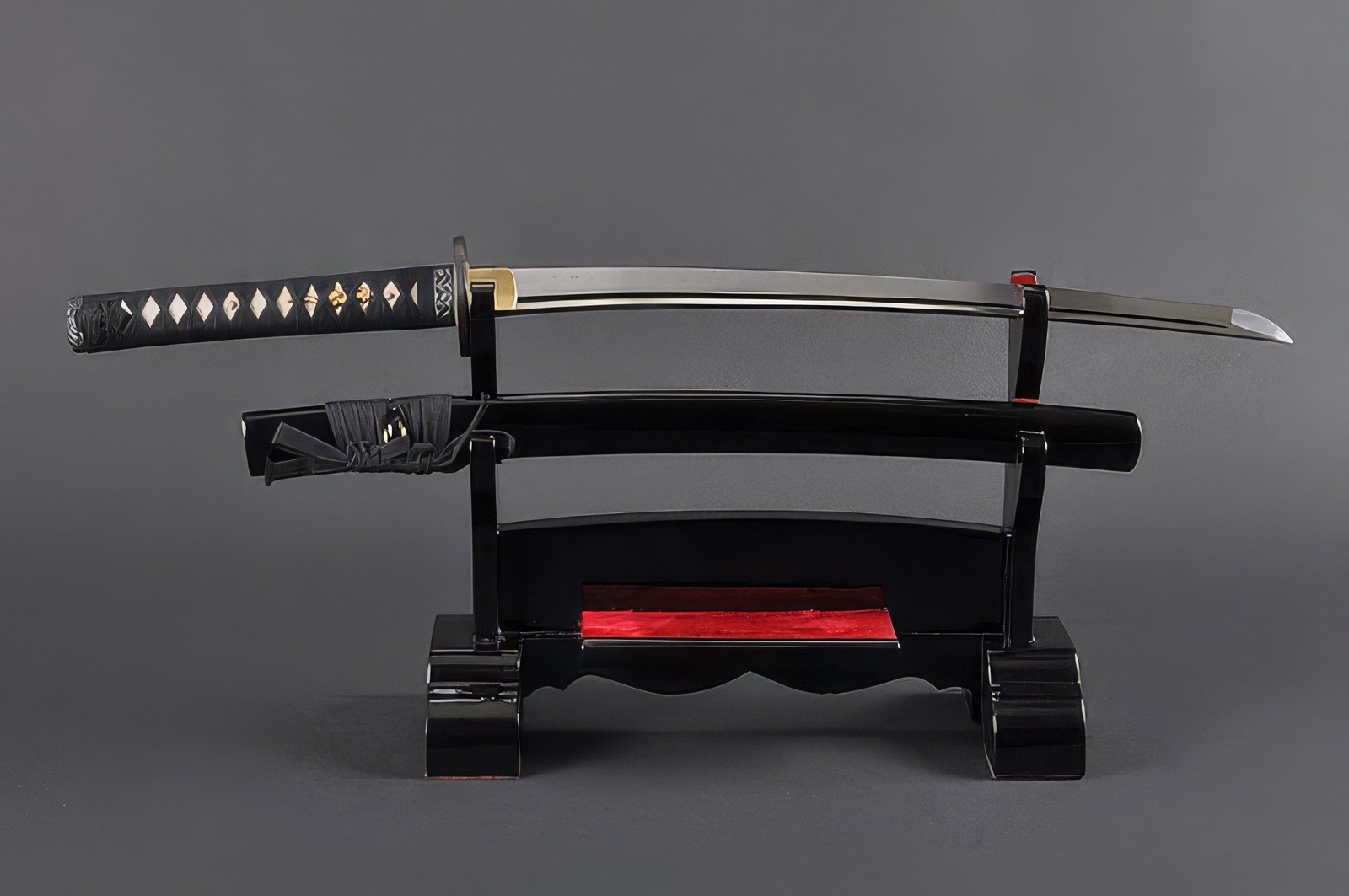 Geometric Wakizashi - Damascus Steel Hand Forged Full Tang Battle Ready