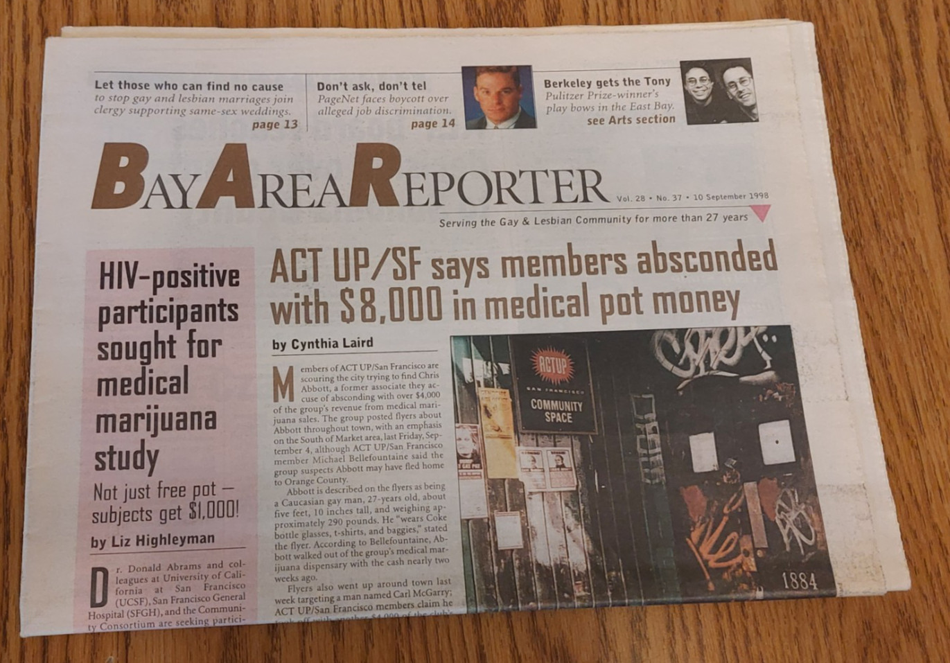 BAY AREA REPORTER NEWSPAPER SEPTEMBER 1998 LGBTQ VINTAGE
