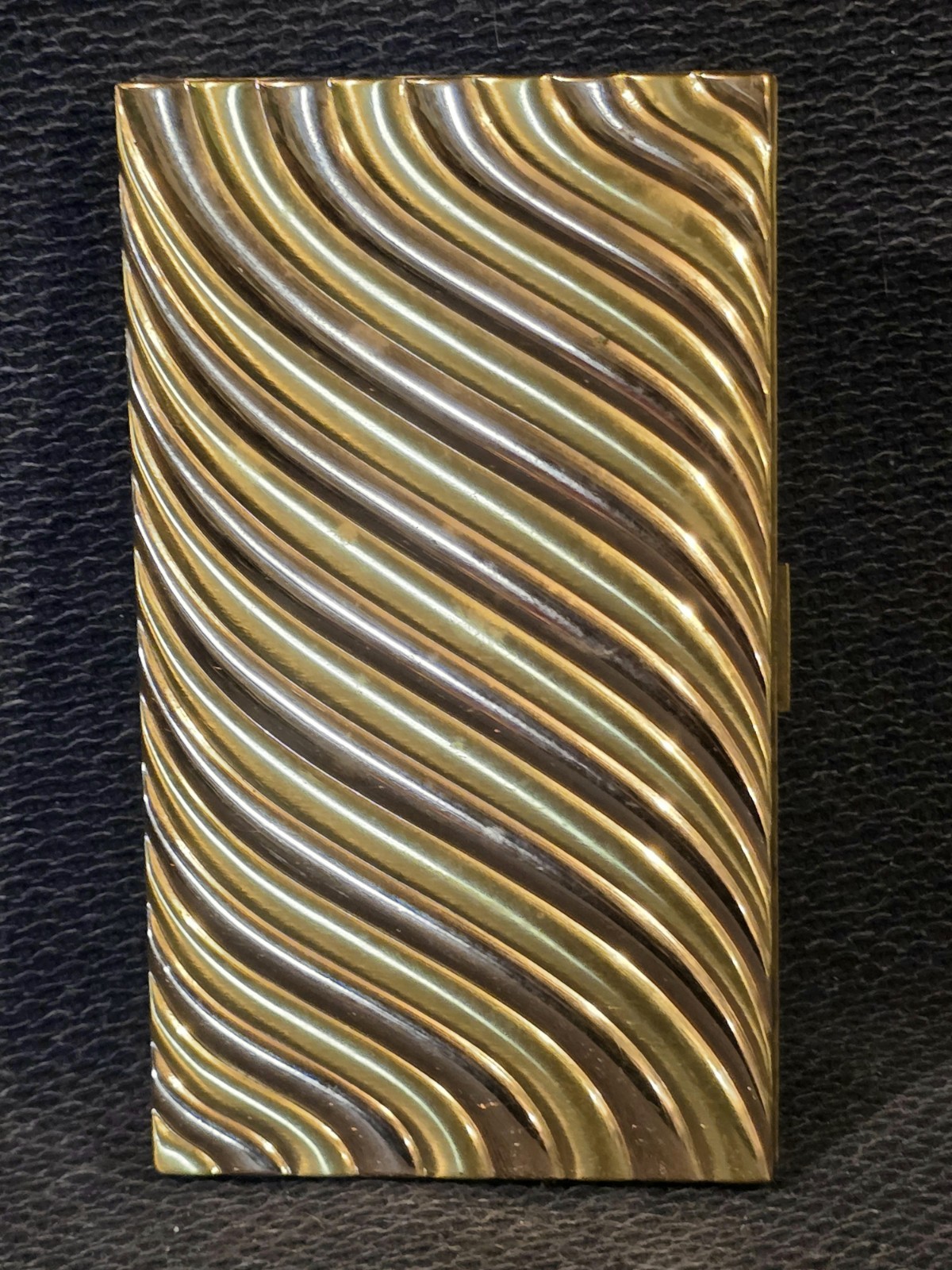 Vintage Evans Gold Tone Wavy Ripple Cigarette Case Vanity Card Holder 5.5 Inches