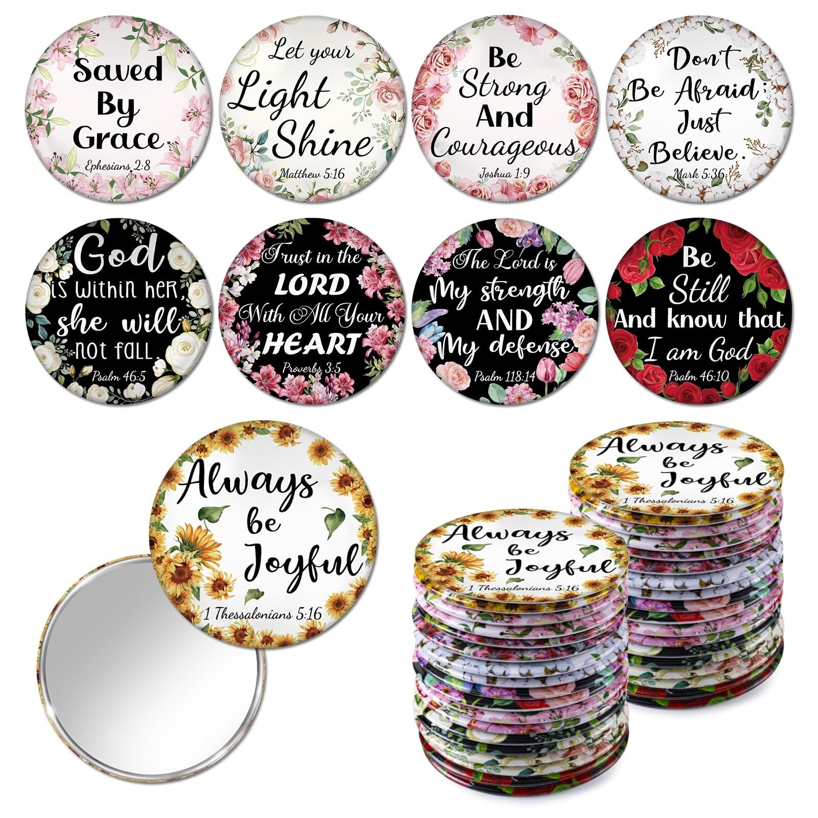 36 Pcs Mini Christian Compact Mirror Christian Gifts Bulk Floral Bible Verse ... 36 Pcs Mini Christian Compact Mirror Christian Gifts Bulk Floral Bible Verse ...