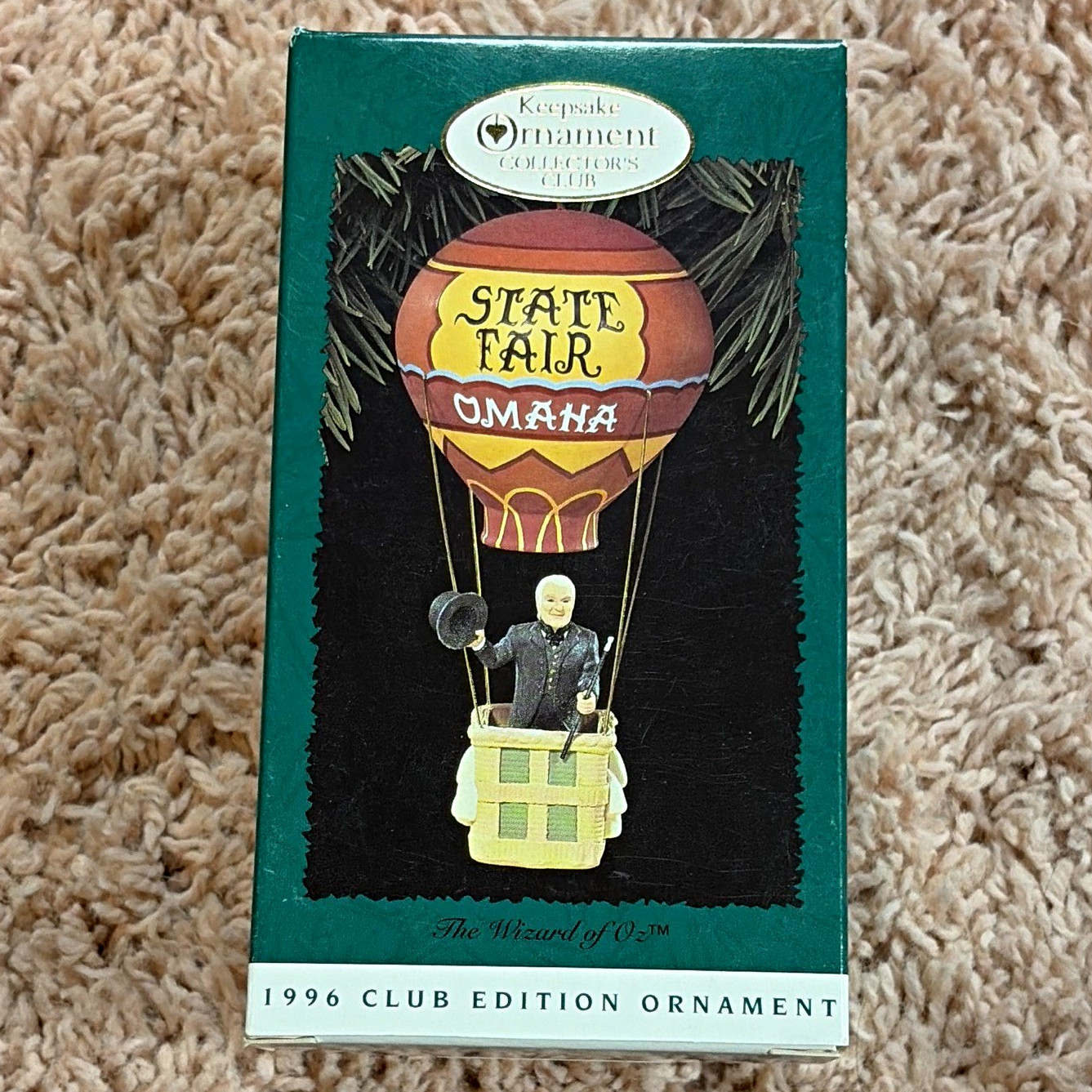 1996 Hallmark Wizard of Oz State Fair Omaha Balloon Club Ornament QXC4161 Box 