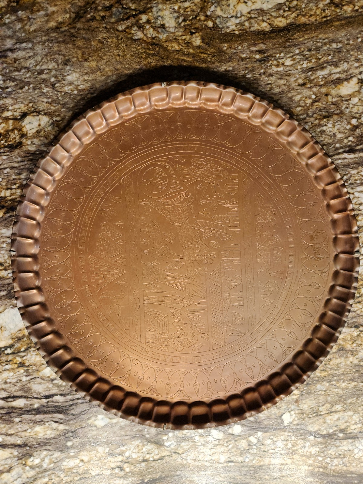 Vtg Egyptian Copper Wall Tray 23\