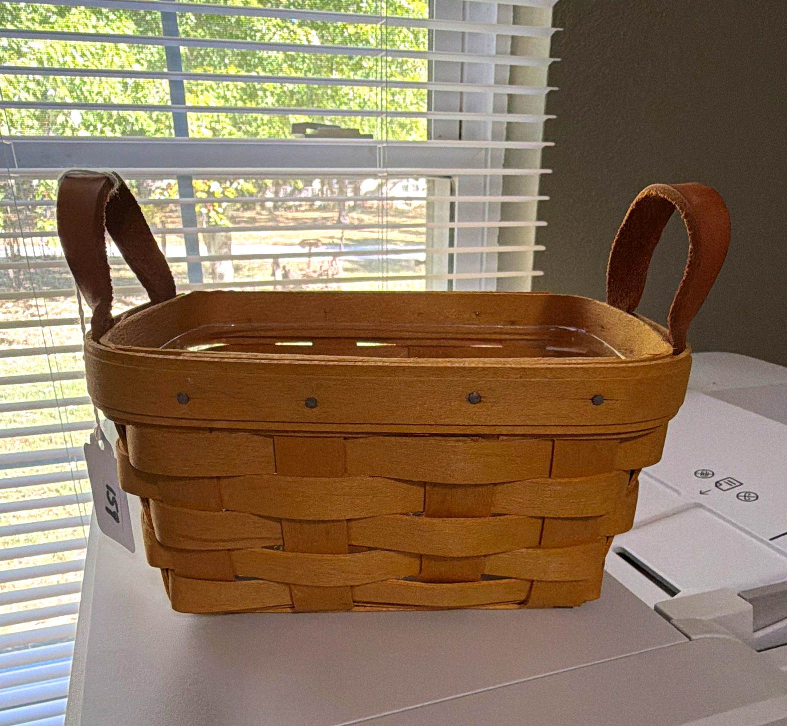Longaberger 1999 Tea Basket Basket Brown Leather Handles 9x6x6