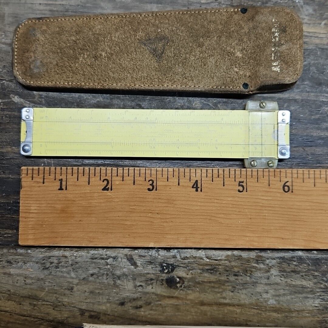 Vintage Pickett Slide Ruler N-300-ES Log Ruler All Metal Pocket Size Yellow