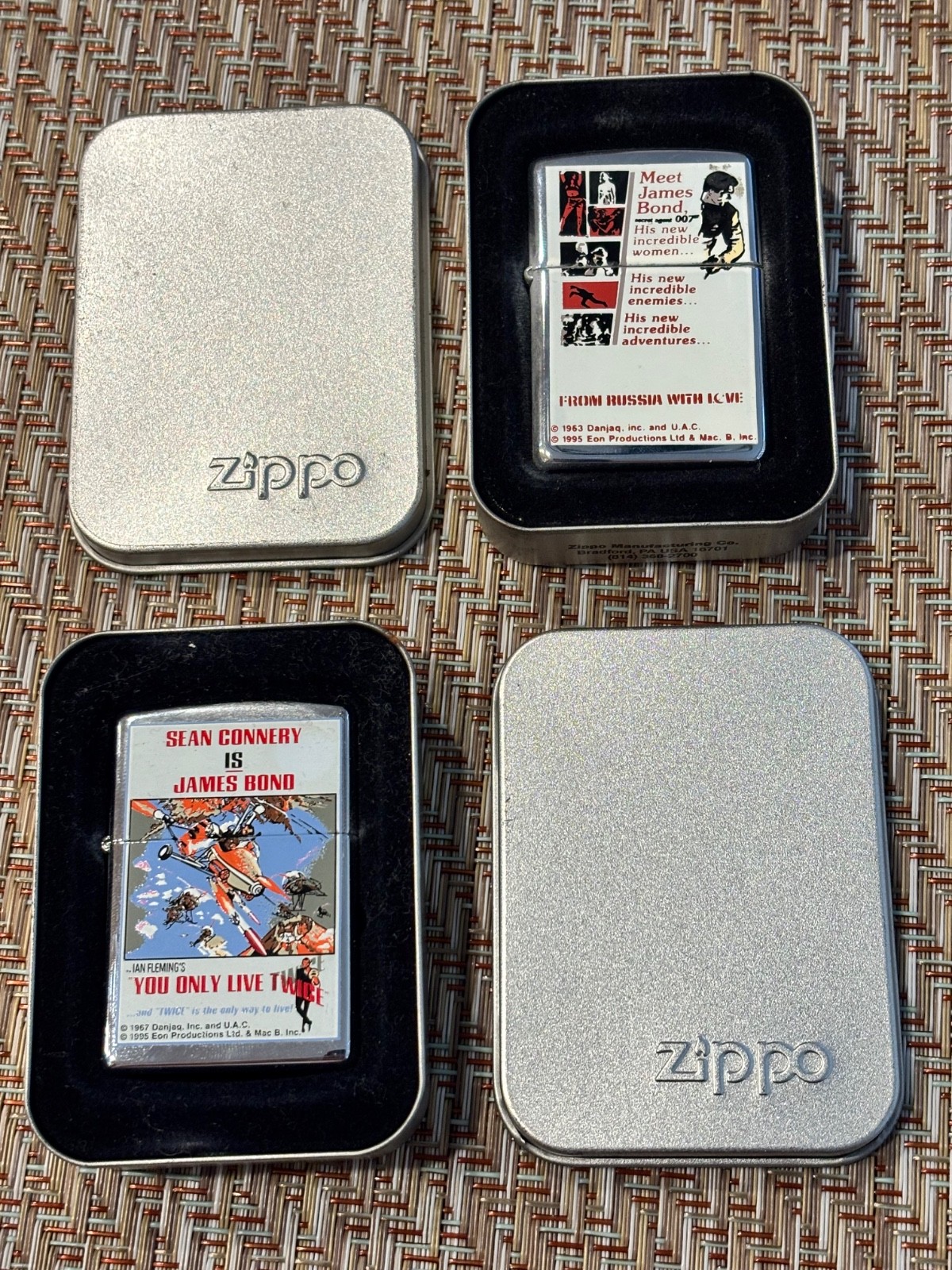Zippo James Bond 007 Lighters New  From Russia with Love You Only Live Twice