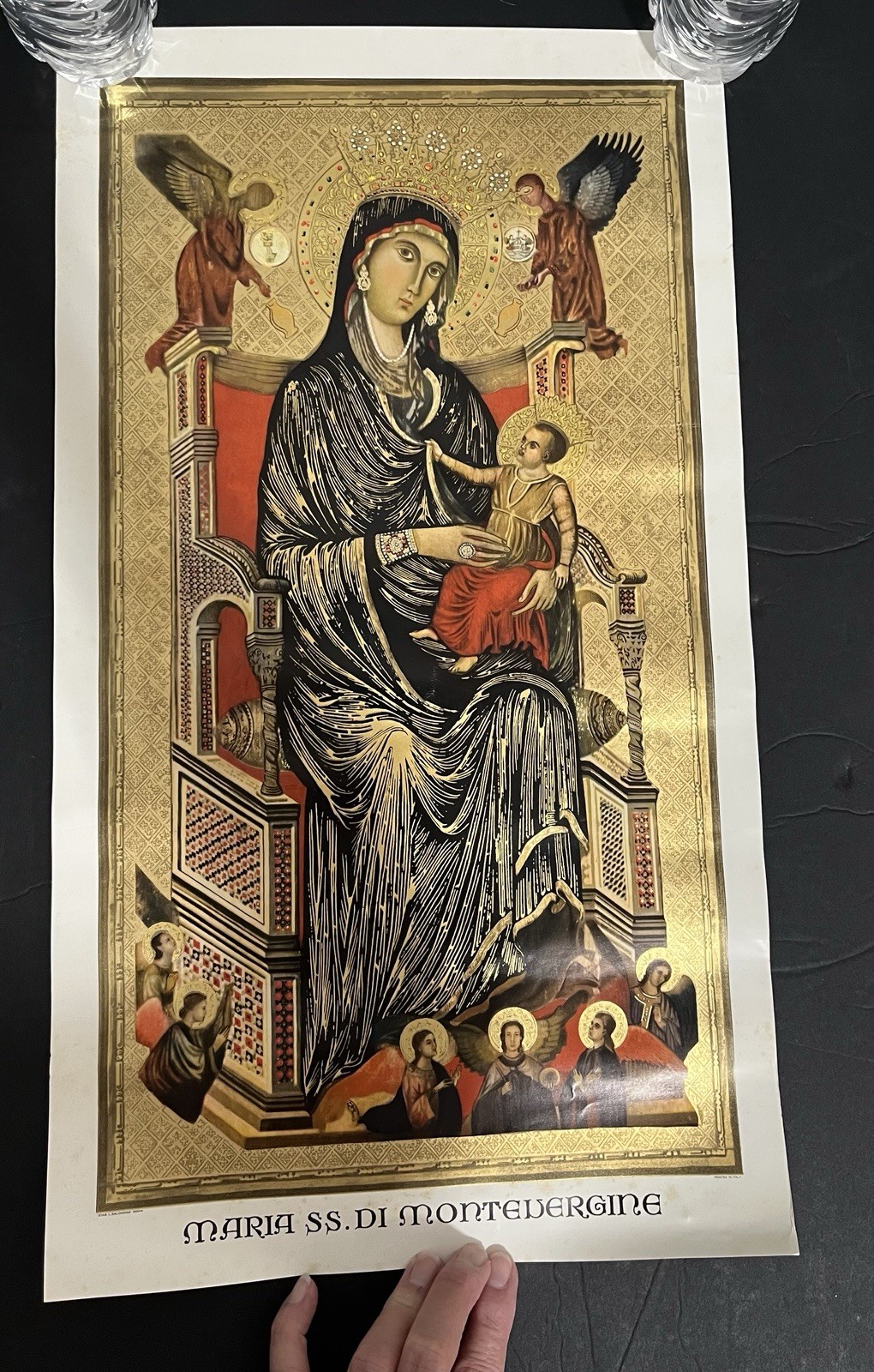Beautiful Religious Icon Art Poster Maria De Montevergine Byzantine Gold 12x22