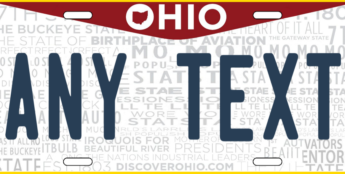 OHIO License Plate Personalized Custom ADD YOUR TEXT