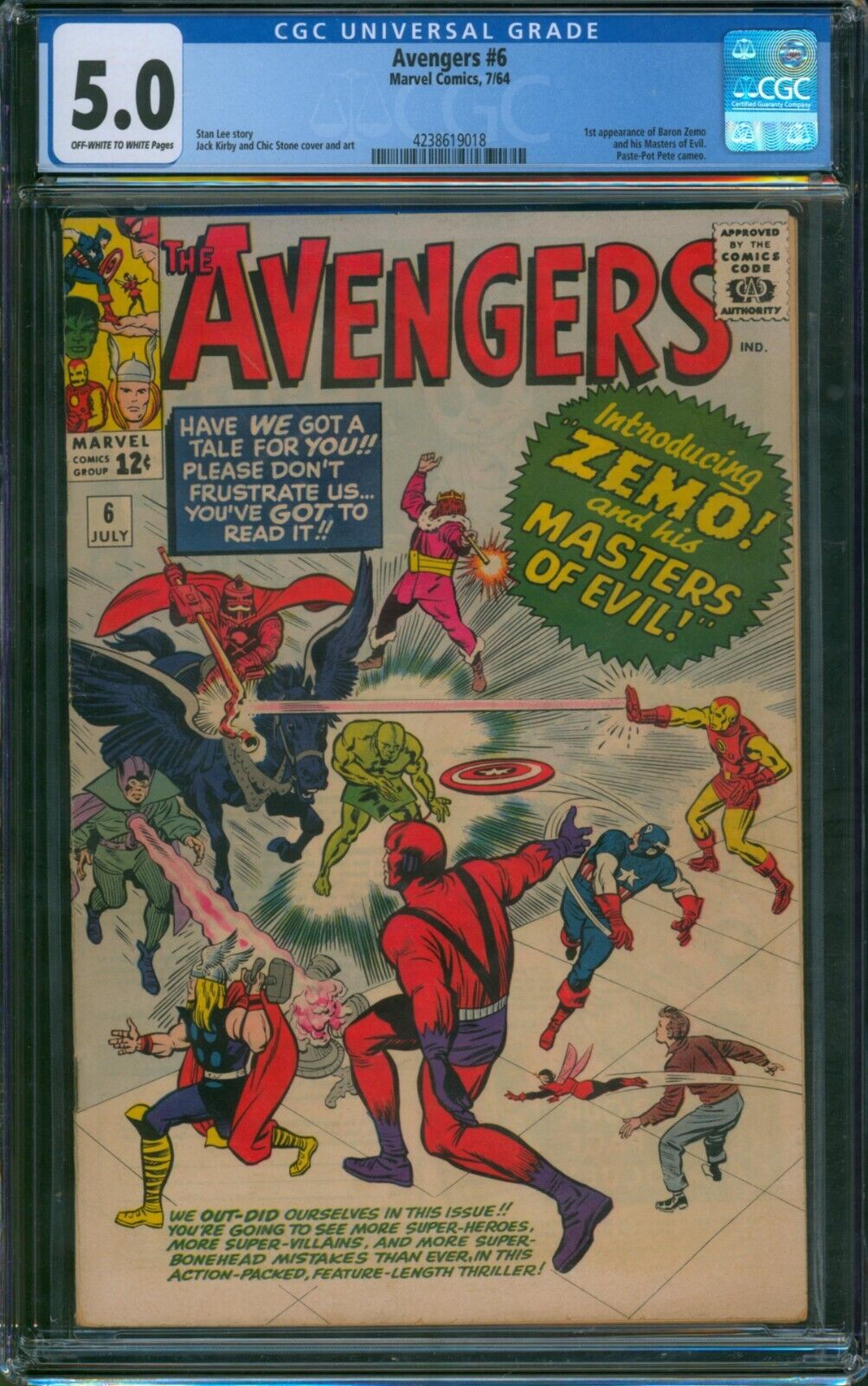 Avengers #6 (1964) ⭐ CGC 5.0 ⭐ 1st App of Baron Zemo Silver Age Marvel Comic