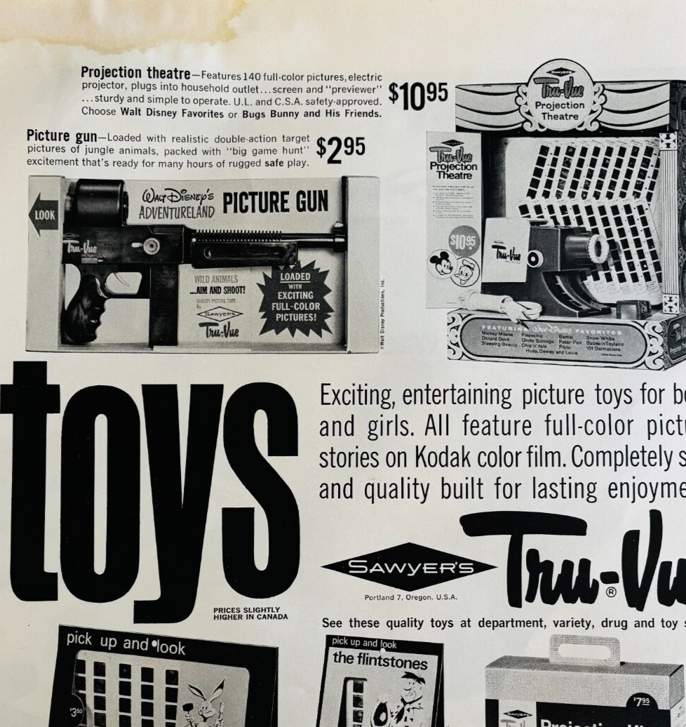 1963 Walt Disney Adventureland Picture Gun Advertisement Sawyer\'s Tru-Vue DWJJ17