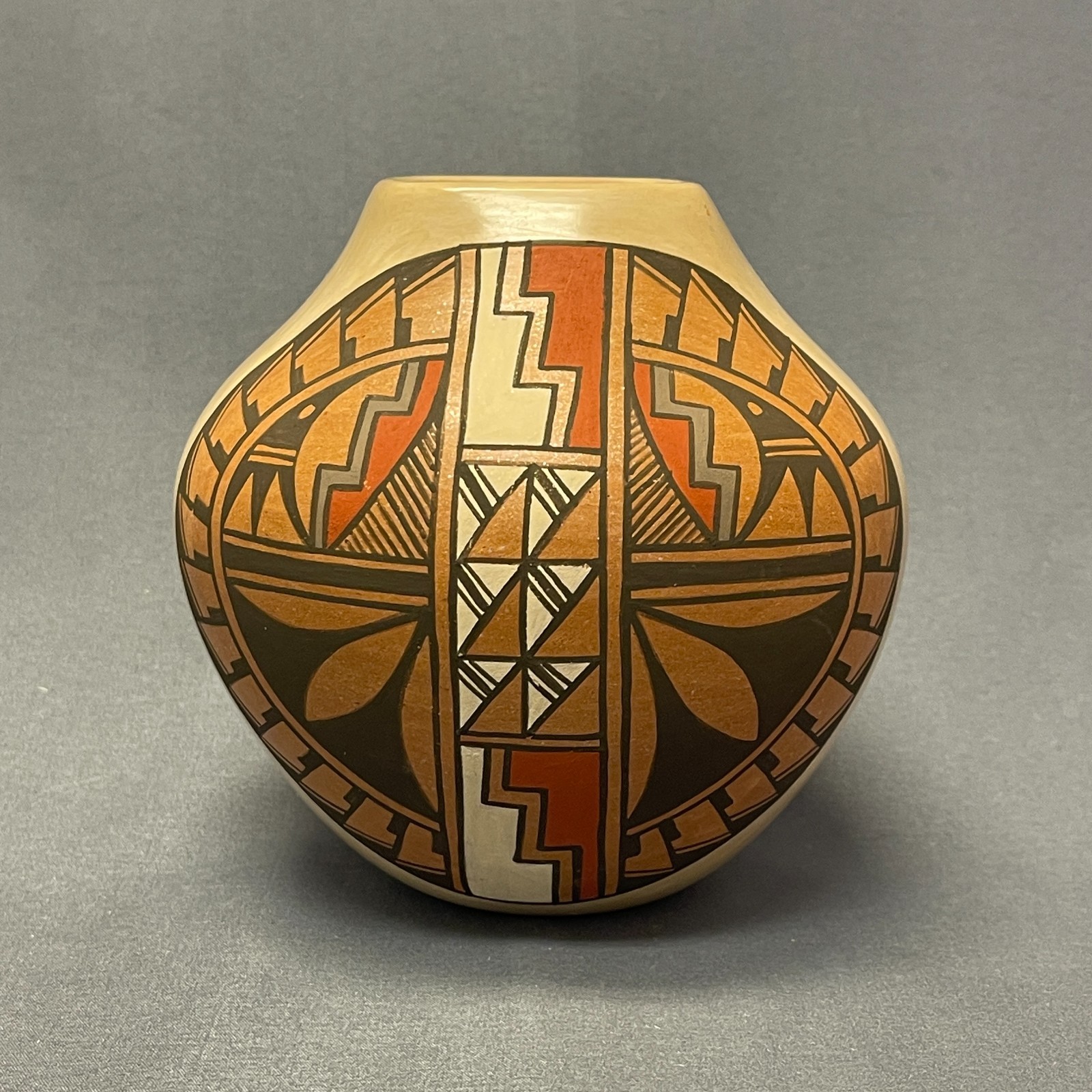 Juanita Fragua, Jemez Pueblo Handmade Painted Pot with Geometric Design