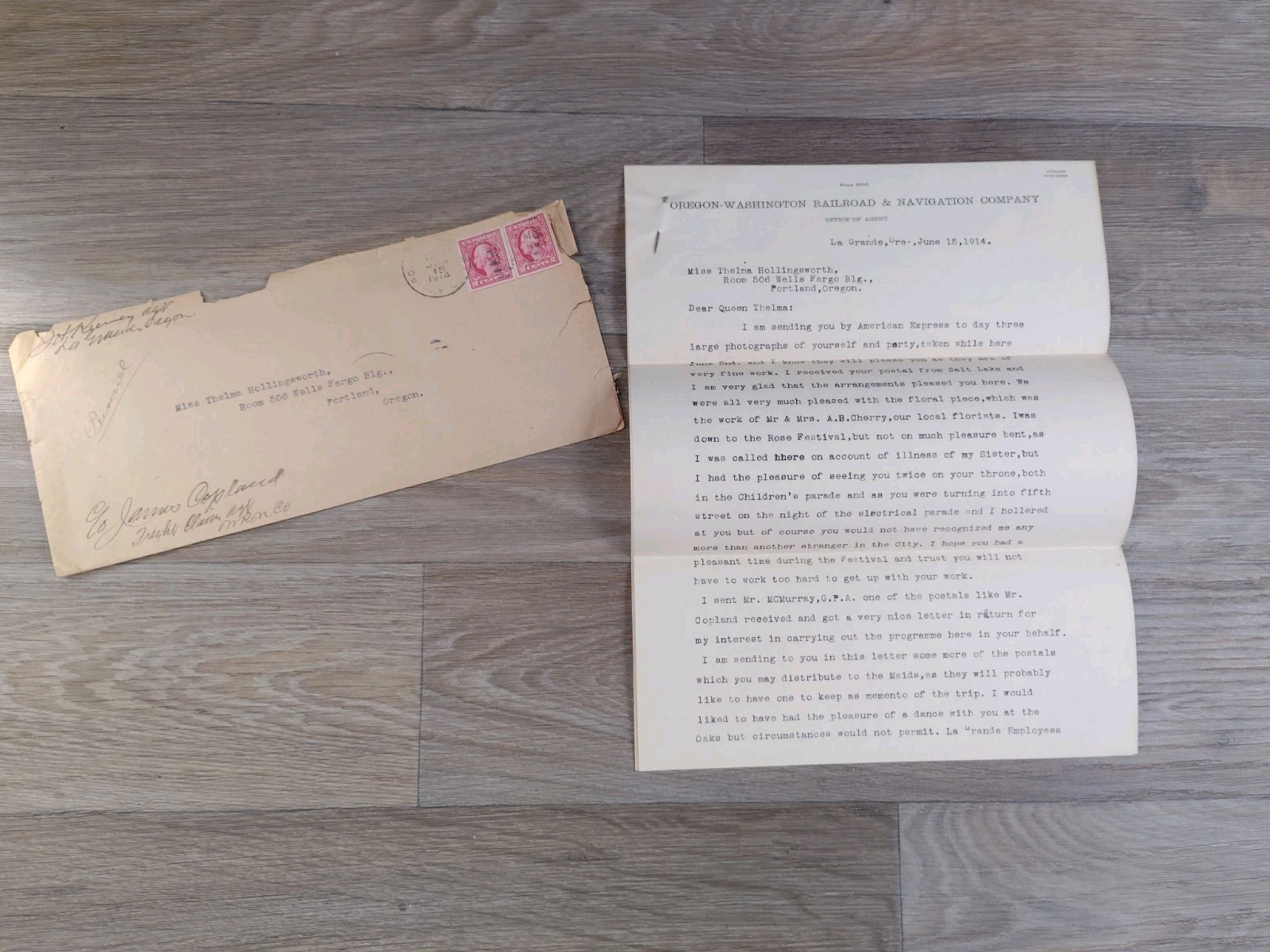 Letter To 1st Queen Of The Portland OR Rose Festival In 1914 Ephemera History