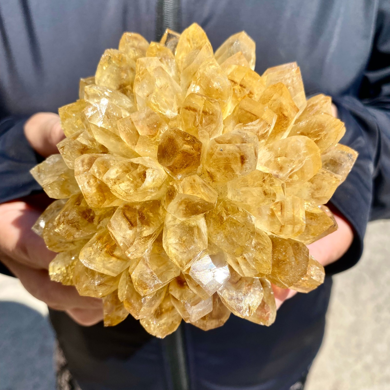 1.5LB Natural best yellow crystal ore cluster flower healing specimen
