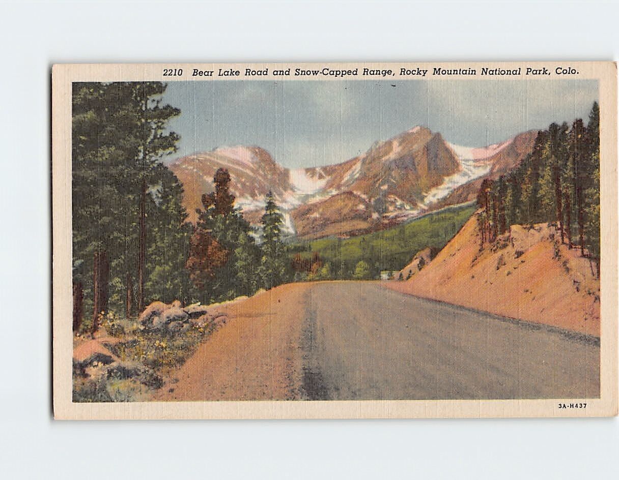 Postcard The Bear Lake Road & Snow-Capped Range Rocky Mountain National Park CO