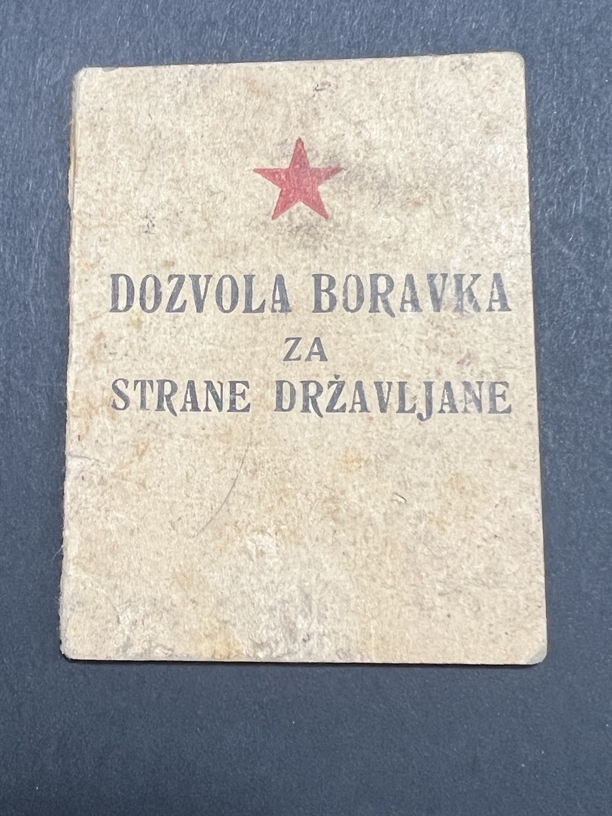 Rare 1947 Yugoslavia Residence Permit for Albanian Student  - Post-WWII