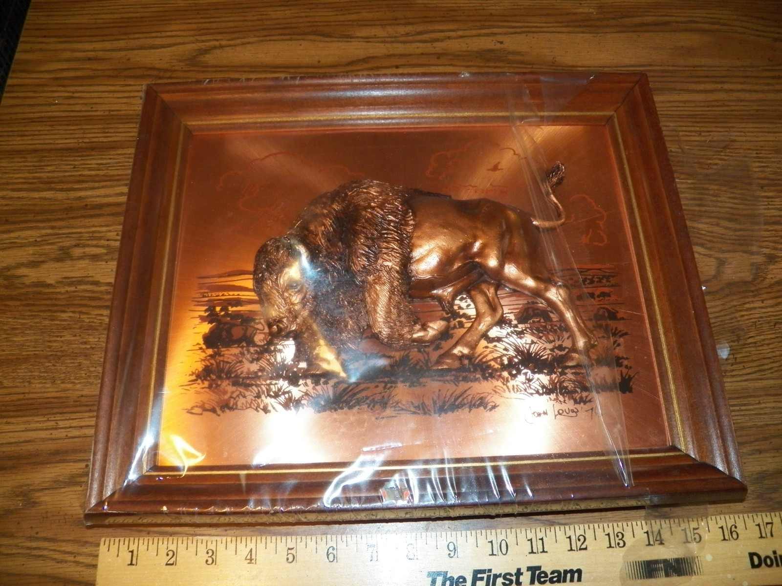 1976 JOHN LOUW Copper 3D Relief Wall Art - American Bison Buffalo 16\