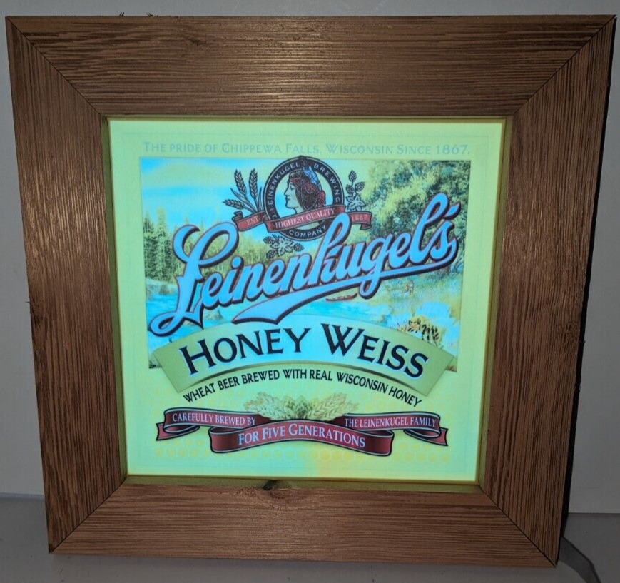 Leinenkugel's Beer Wood Framed Honey Weiss LED MOTION Lighted Sign - see video