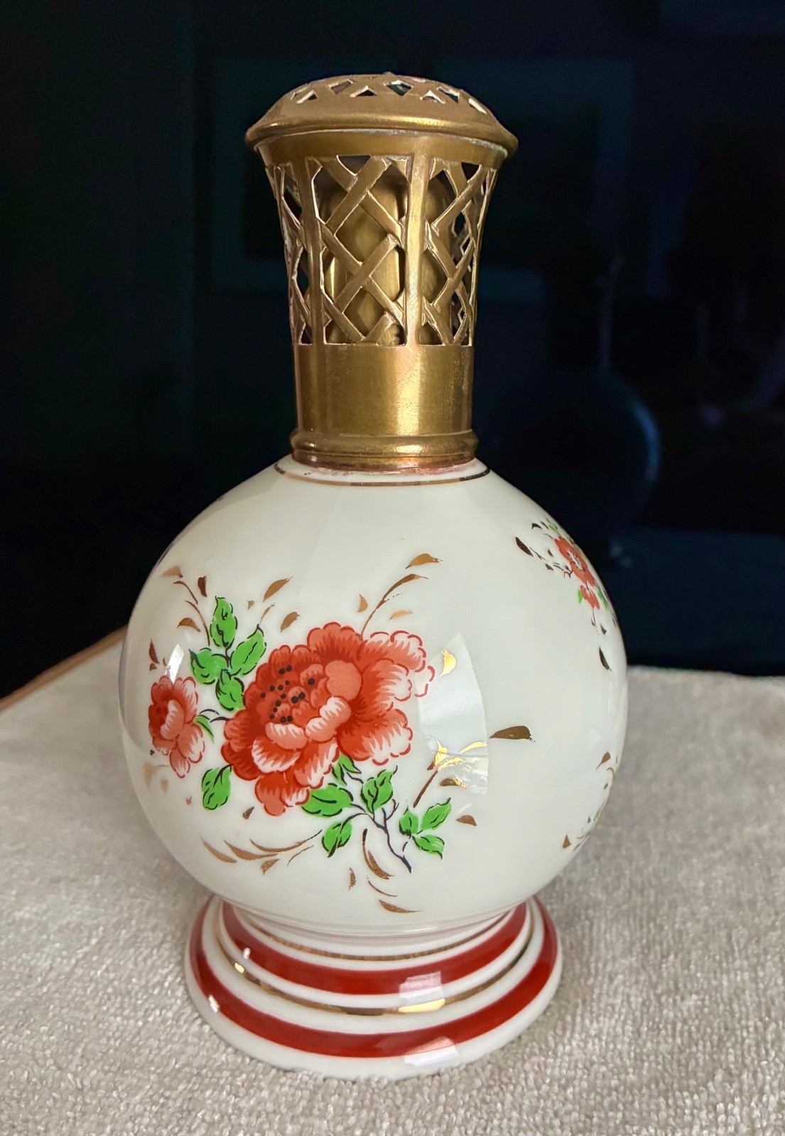 Vintage Berger Paris France Porcelain Perfume Fragrance Bottle Lamp Hand Painted