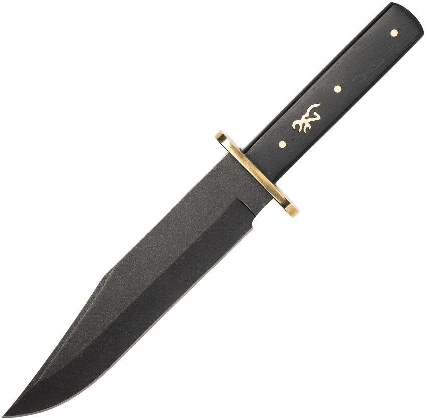 Browning Bowie Black Ebony Wood Stainless Steel Fixed Blade Knife 0496 Browning Bowie Black Ebony Wood Stainless Steel Fixed Blade Knife 0496