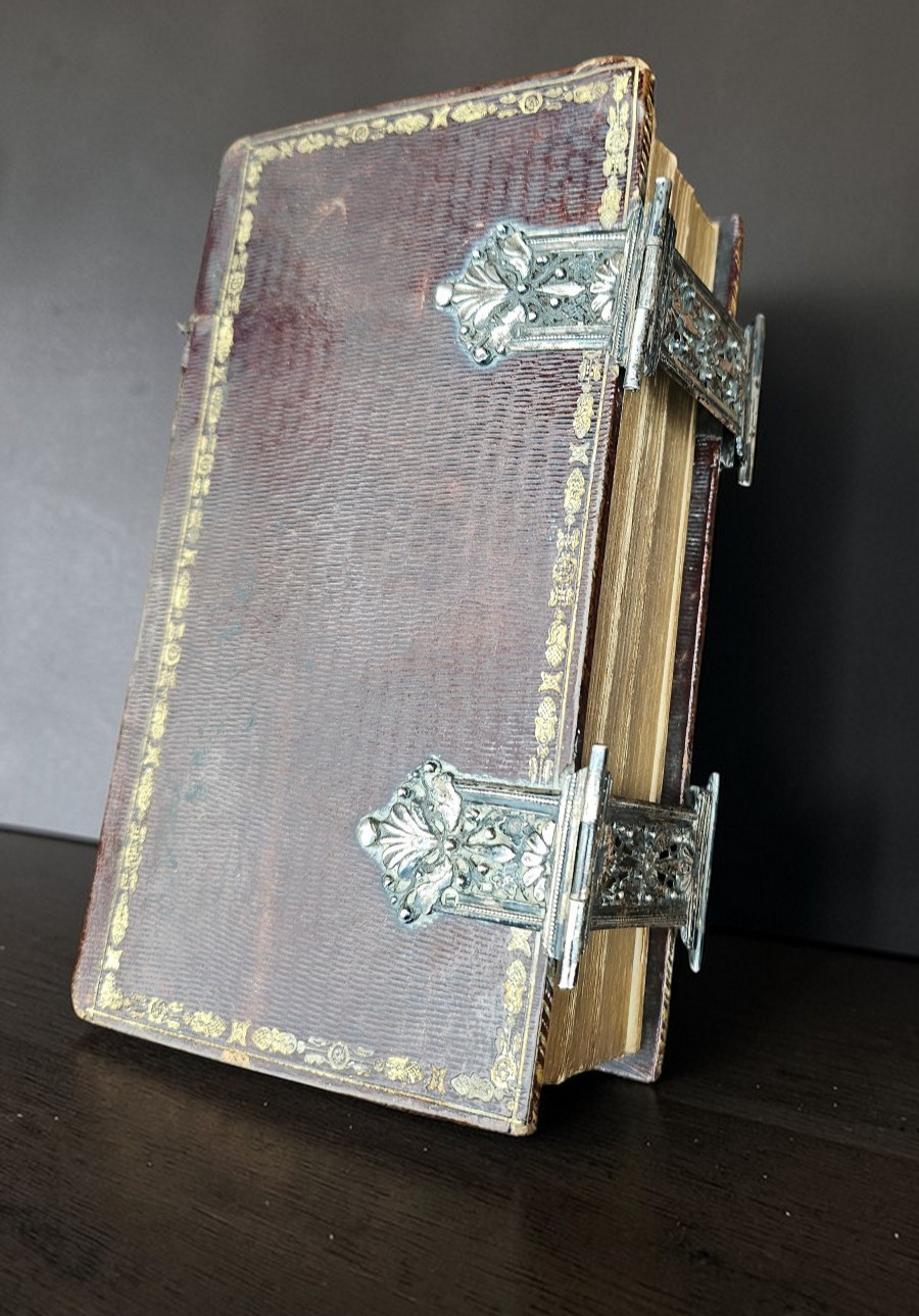 Antique 19thc dutch Bible Leather with Silver clasps 1851