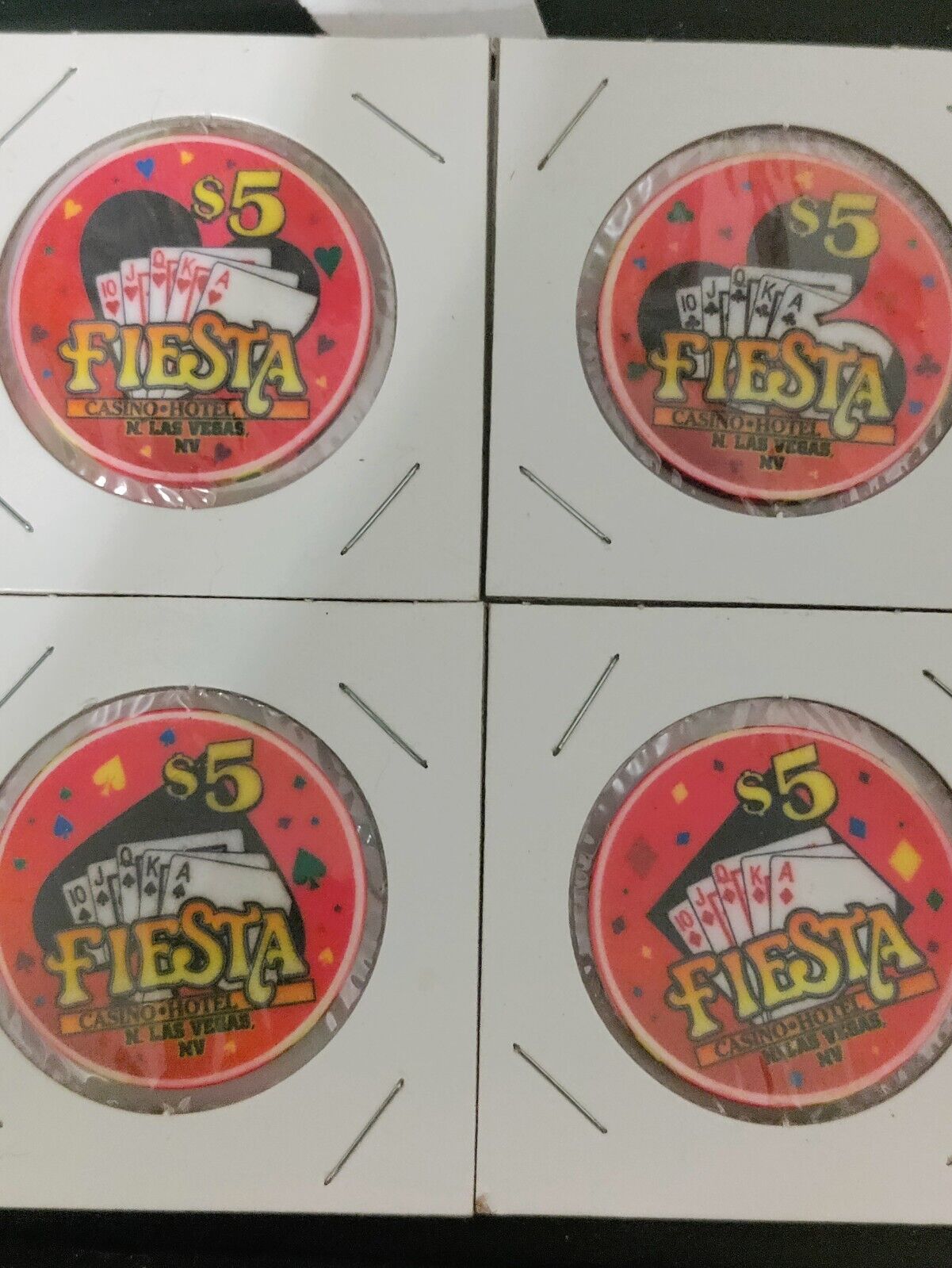 Whole Set Fiesta Casino $5 chip All Suits - N Las Vegas NV - Royal Flush 1998 