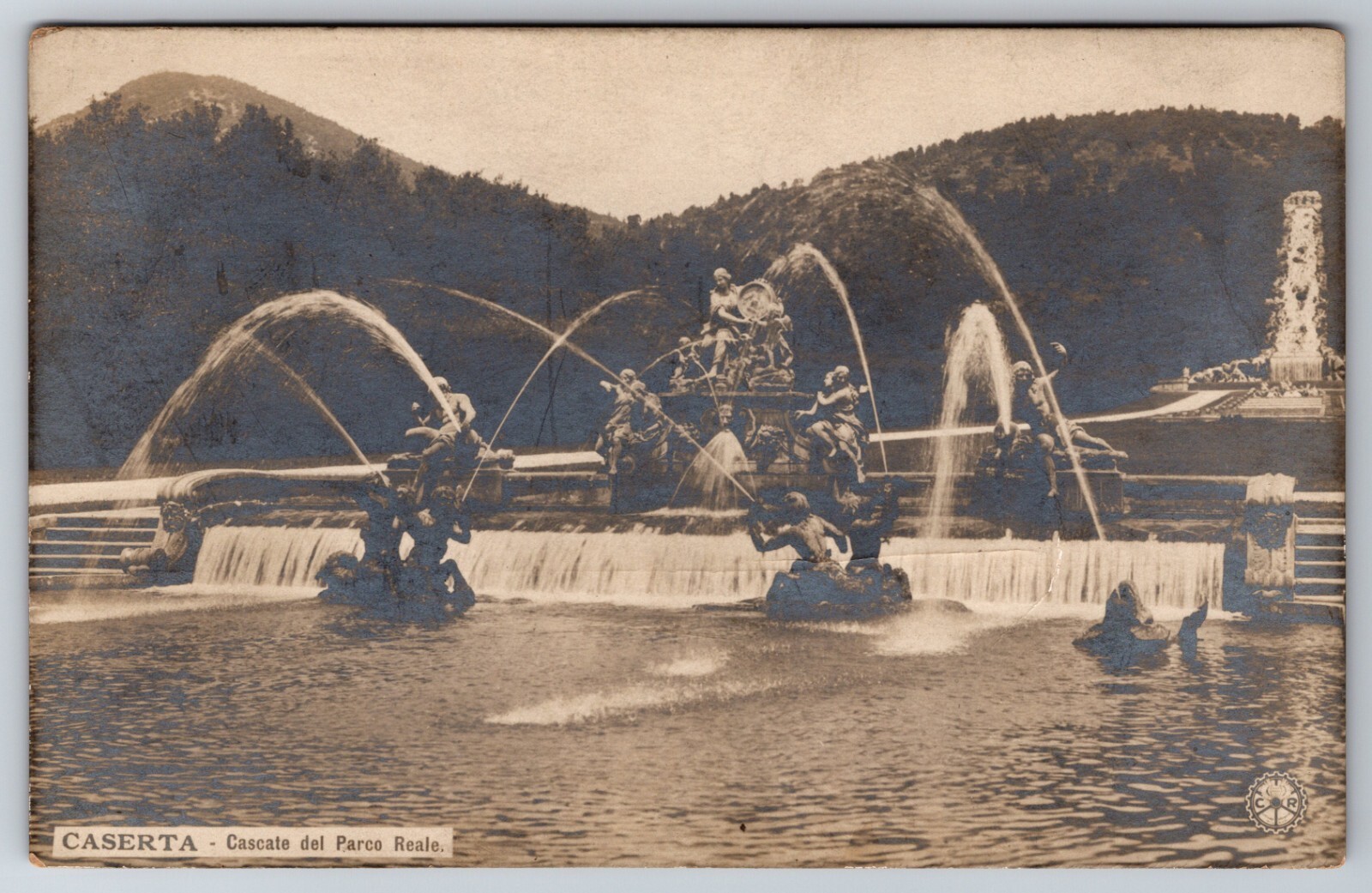 RPPC Caserta Italy Fountain Stature Photo Postcard Real Photo