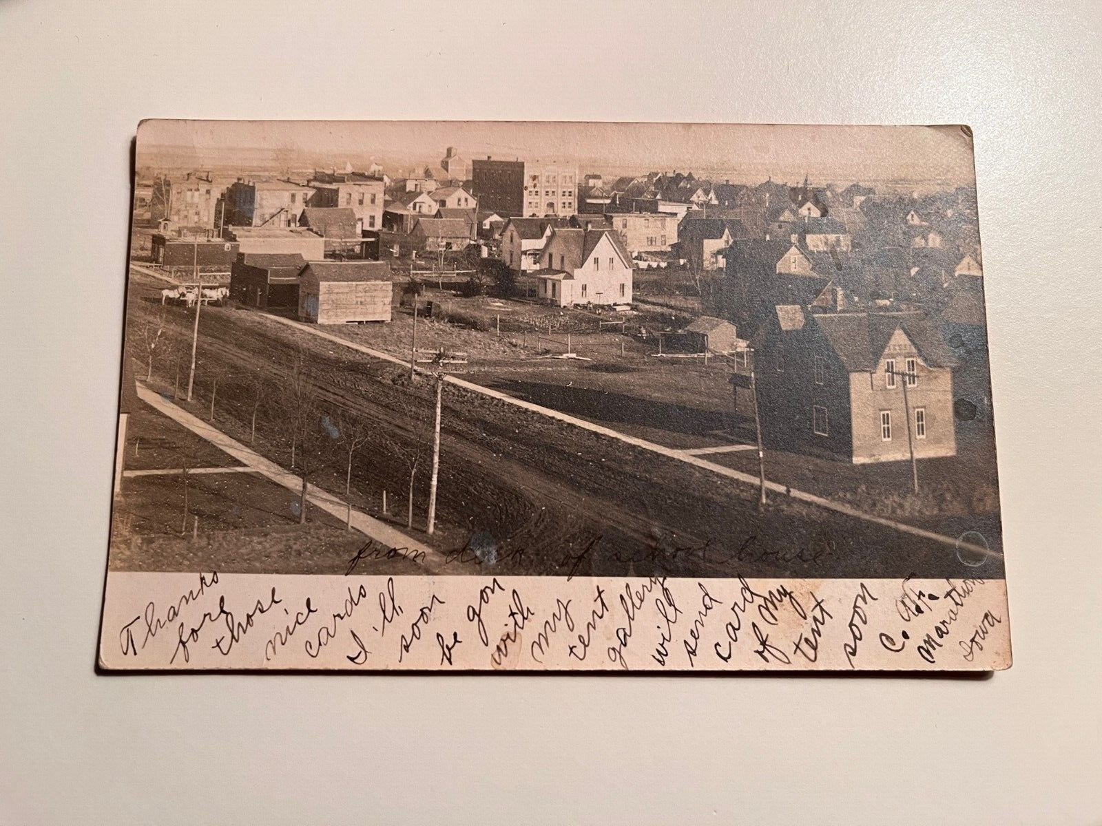 RPPC Marathon Iowa - Panoramic Town View - 1907 Business District