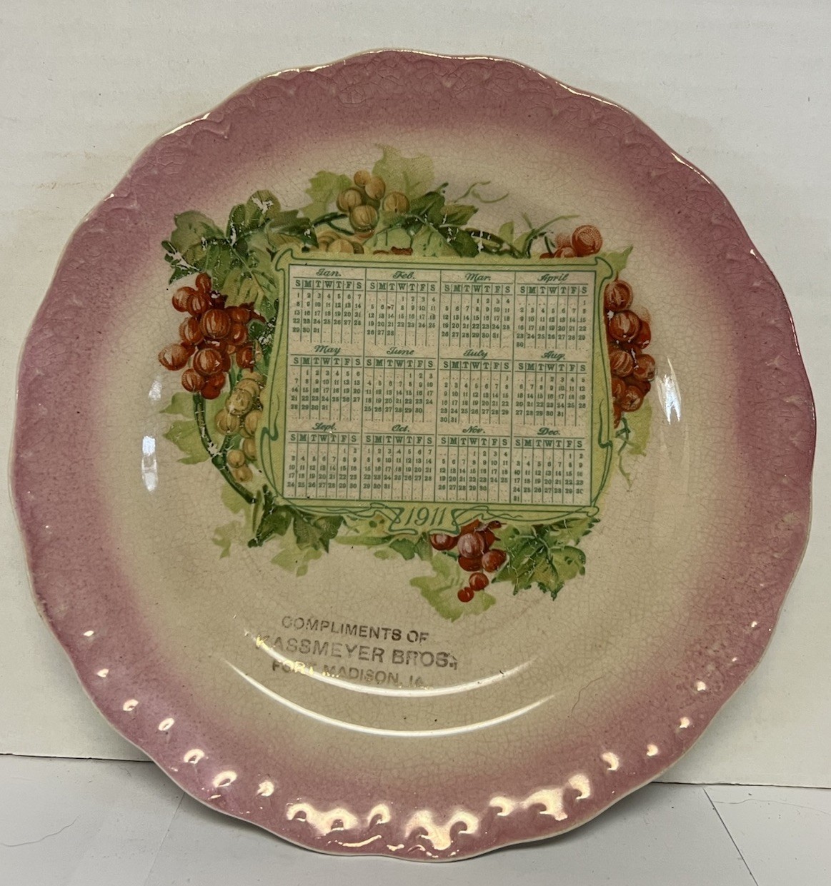 1911 Fort Madison IA Iowa Carnation McNicol Advertising Plate Kassmeyer Bros