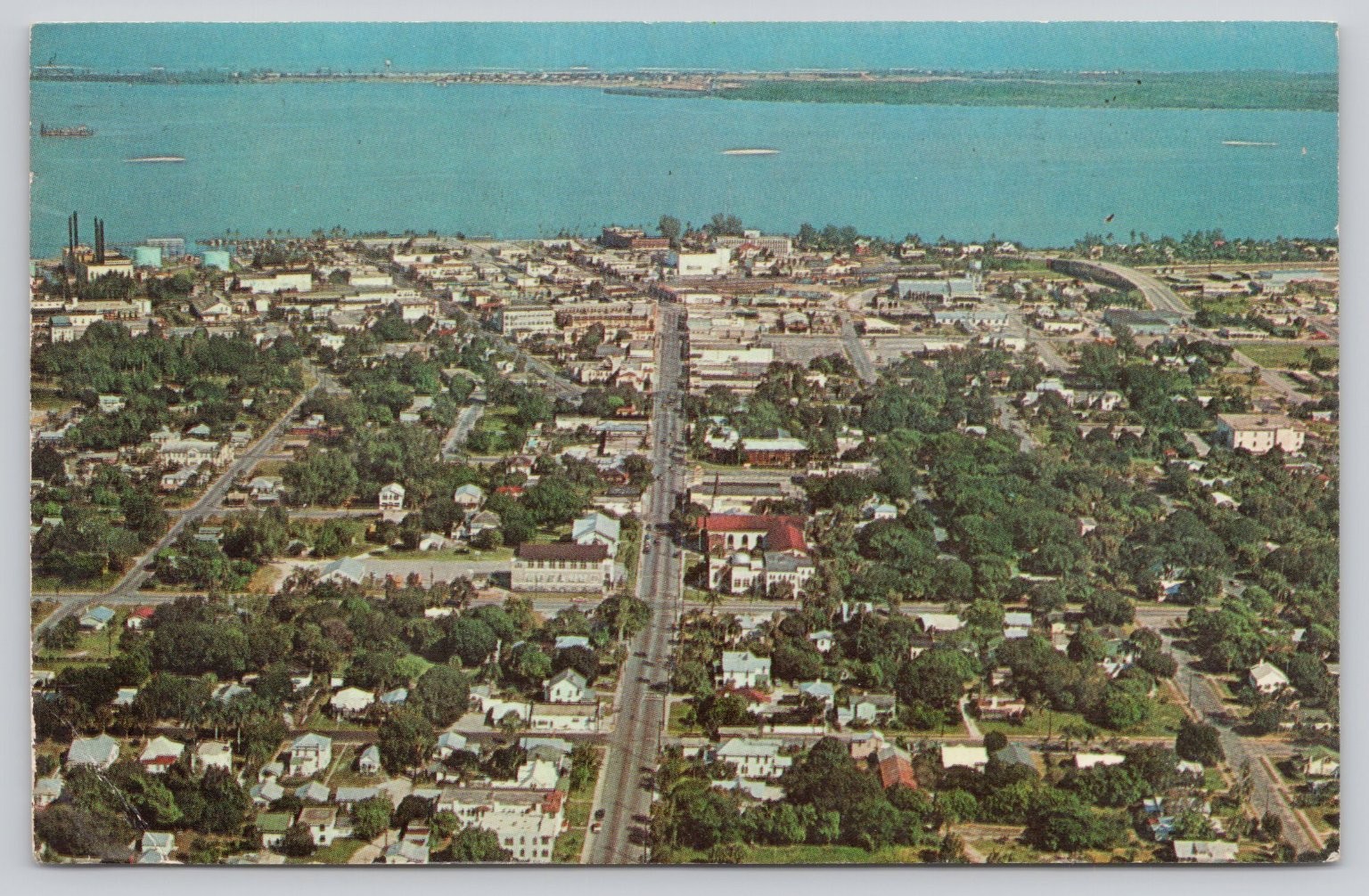 Fort Pierce Florida 1960 Aerial View Orange Ave Waterfront Chrome Postcard