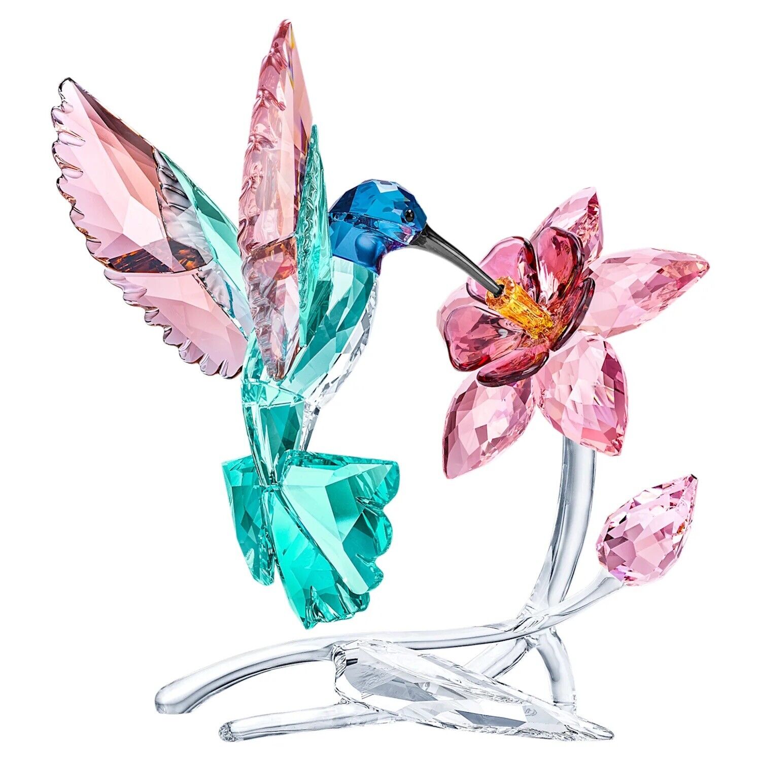 NIB Swarovski Crystal Hummingbird on Flower Figurine