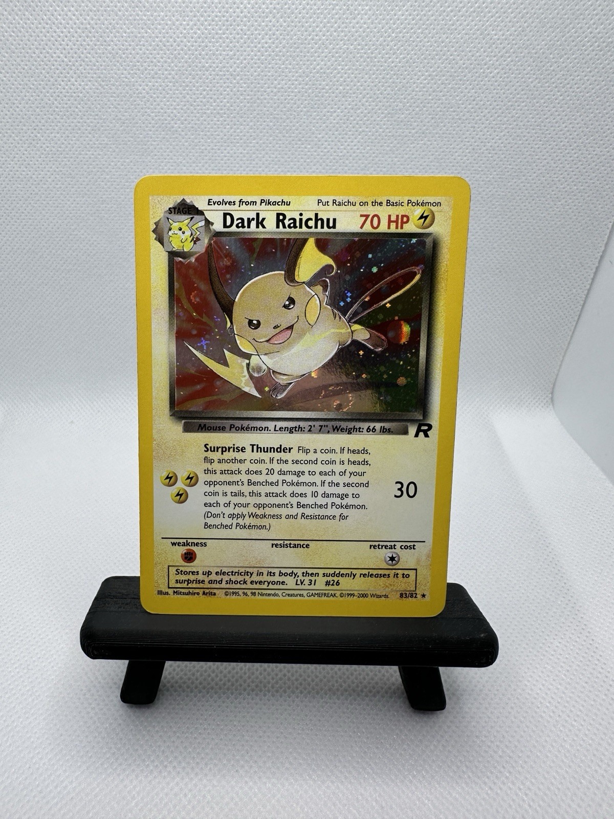 🌀🌀 SWIRL 🌀🌀 Dark Raichu 83/82 Holo Secret Rare Team Rocket Pokémon WOTC