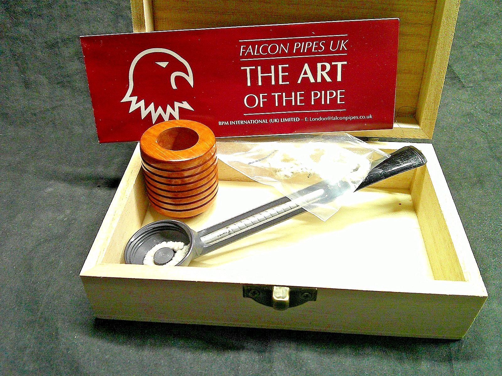 ✔️NEW FALCON PIPE BRIAR DUBLIN LINED BOWL #6 RED METAL STRAIGTH STEM BOX -K