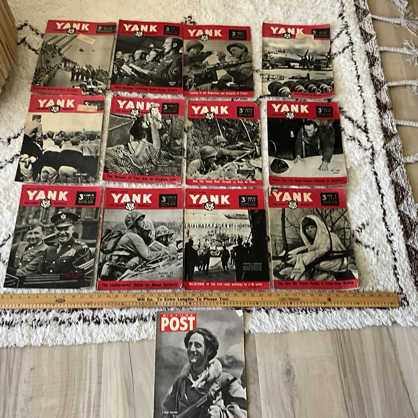 13 Yank Post Army Magazine 1945 Weekly WWII Military Lot Vintage rough