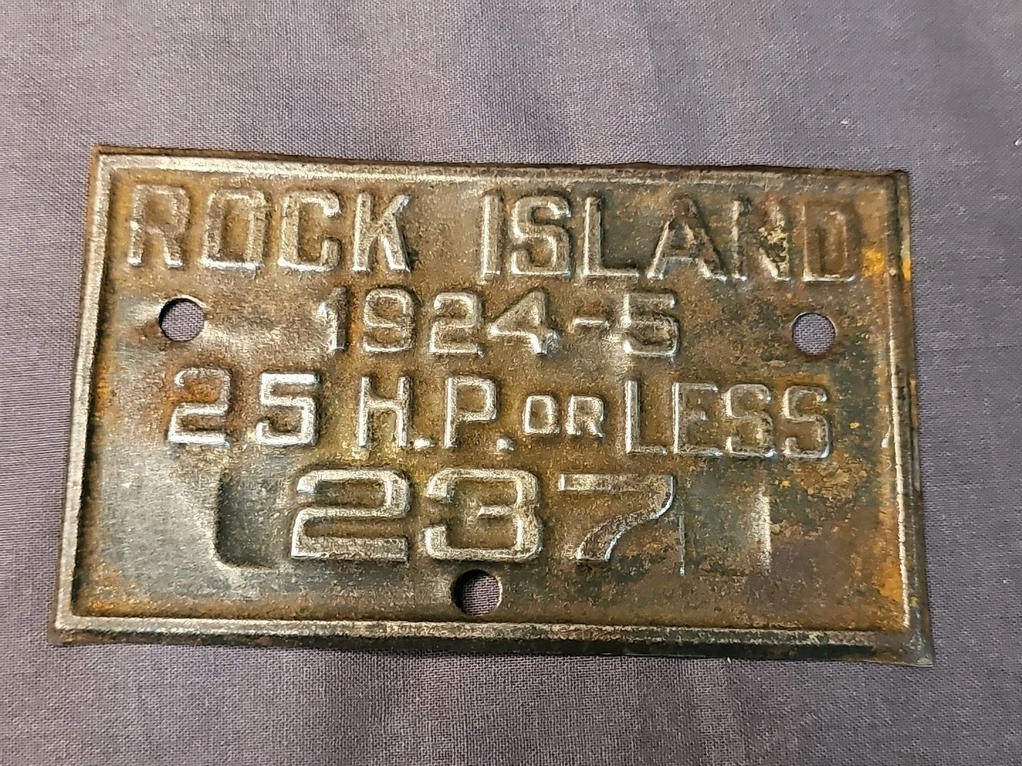 RARE Antique 1924-25 Rock Island, IL BOAT License Plate, Metal RARE Antique 1924-25 Rock Island, IL BOAT License Plate, Metal